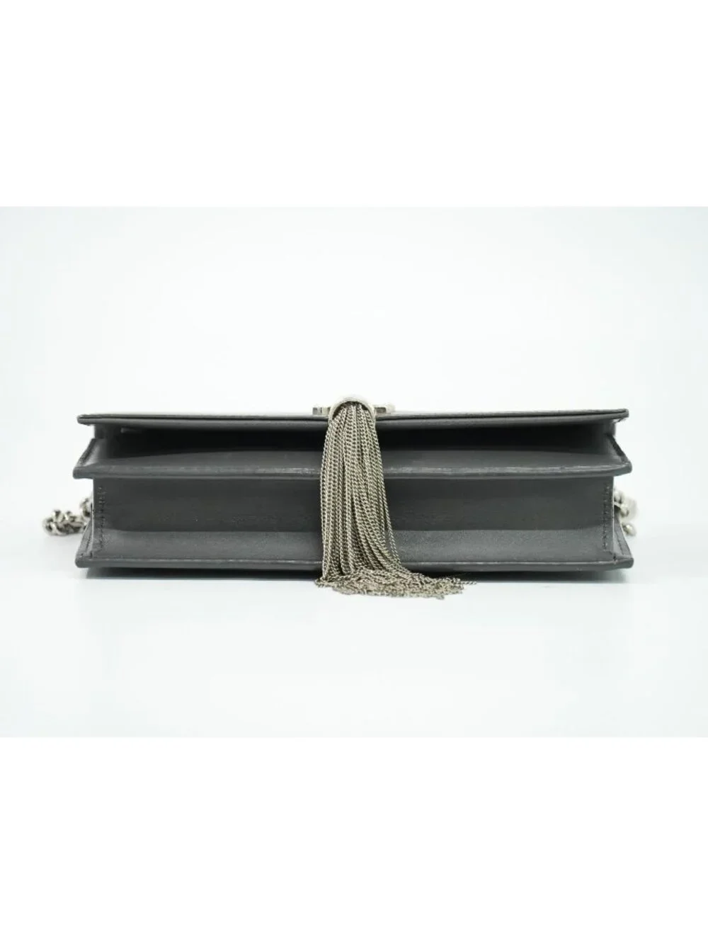 Saint Laurent YSL Kate Tassel Chain Shoulder Bag Pochette Leather Gray